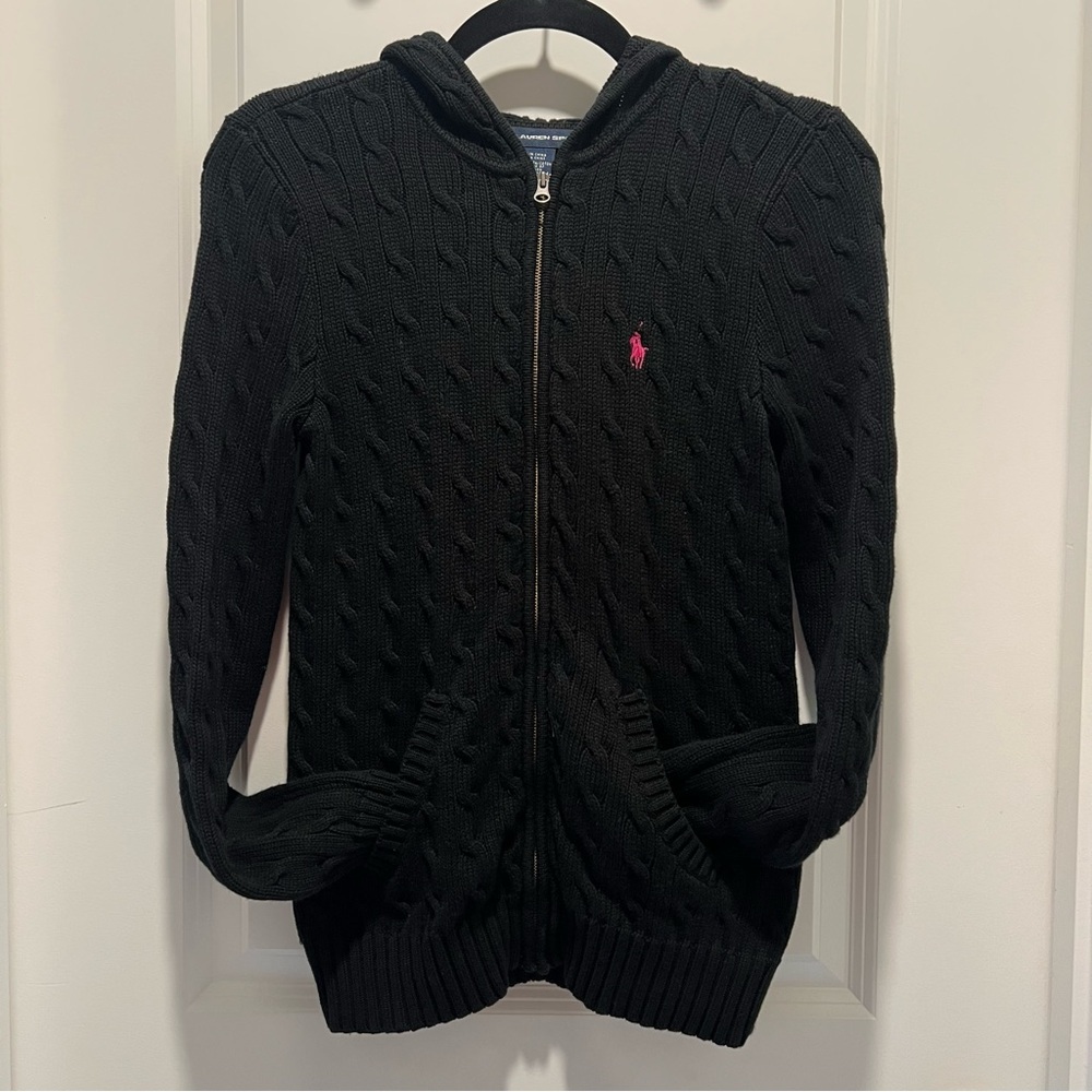 Y2K Ralph Lauren Sport Full Zip Cable Knit Sweater